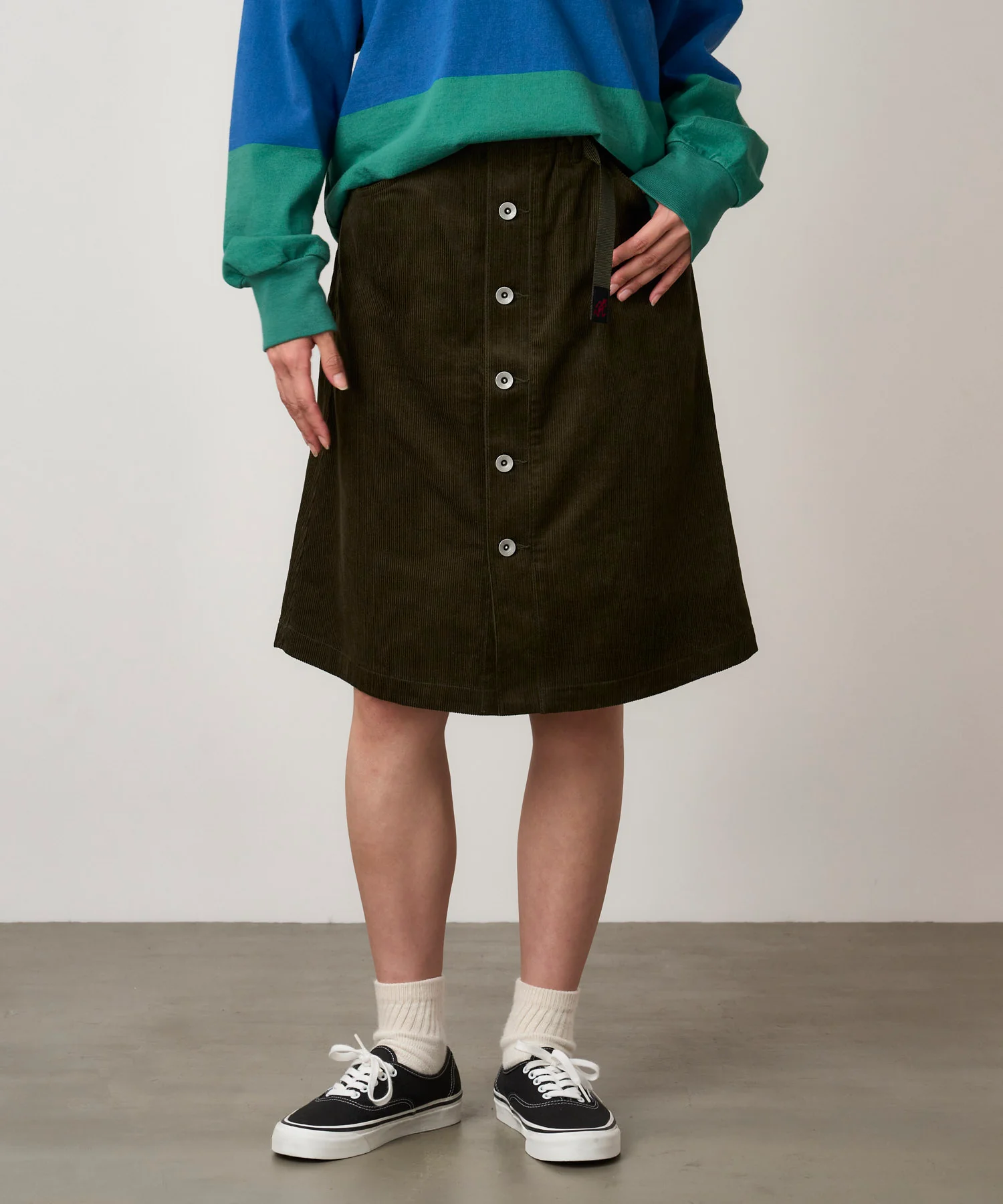 Buttoned Down Midi Skirt - Olive - Image 3