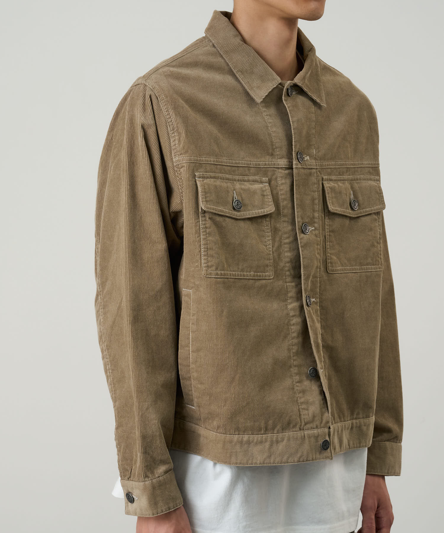 Corduroy Trucker Jacket - Beige - Image 2