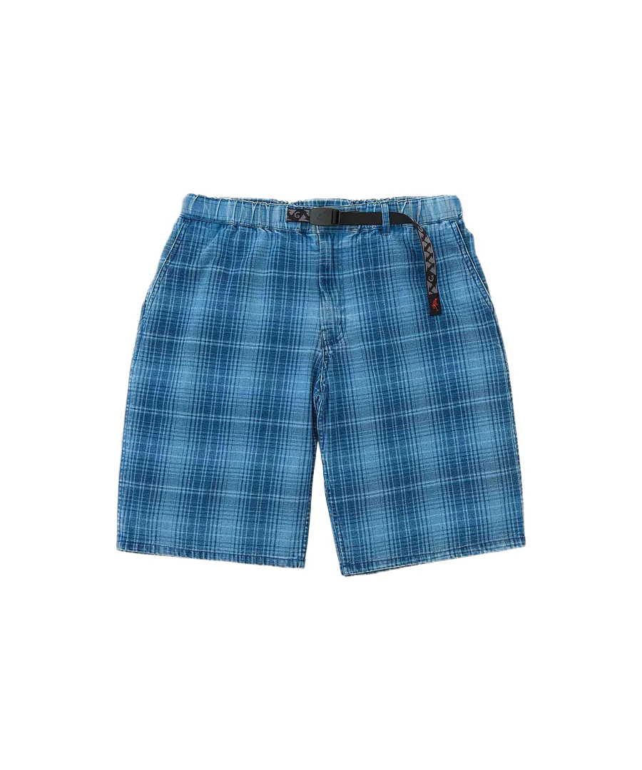 Lagoon Short Denim Plaid - Indigo Checkered Plaid