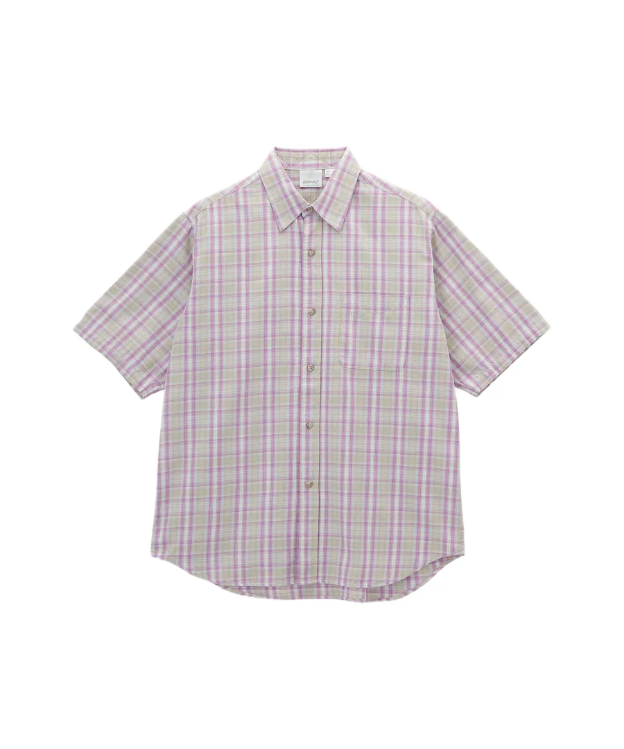 S/S Checkered Ombre Shirt - Purple