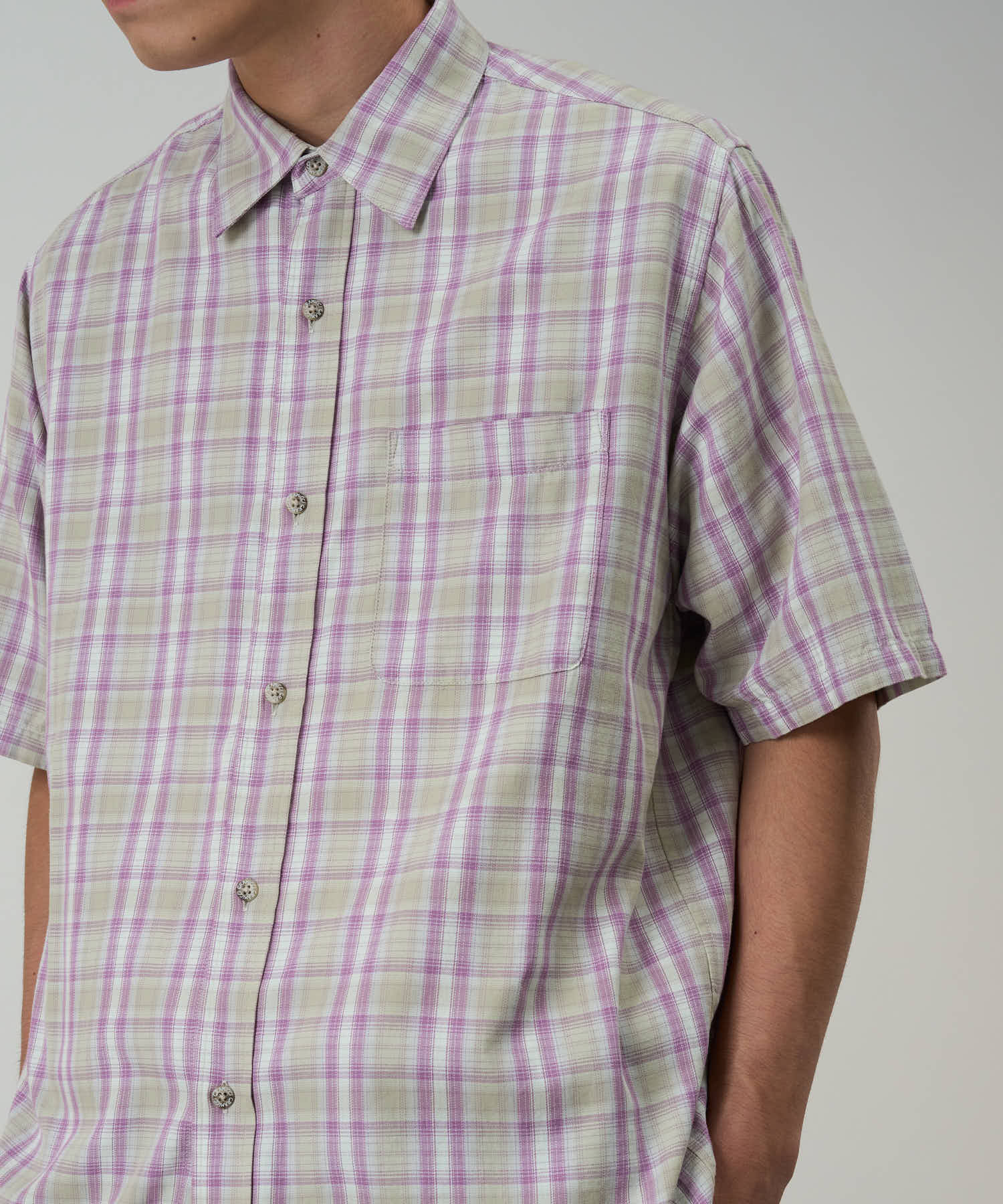 S/S Checkered Ombre Shirt - Purple - Image 2